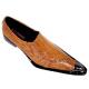 Fiesso Brown Pointed Toe Metal Tip Leather Shoes FI8033